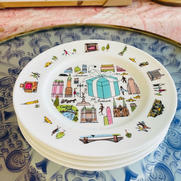 Tiffany & Co 5th Avenue Dessert Plate Tableware Dish Set of 4 Authentic OBRO - Picture 7 of 7